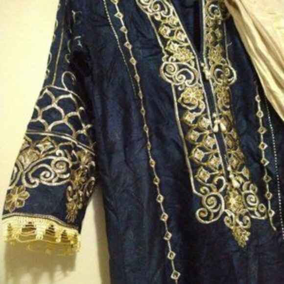 Other - Elegant Blue and Gold Embroidered Salwar Kameez Like New